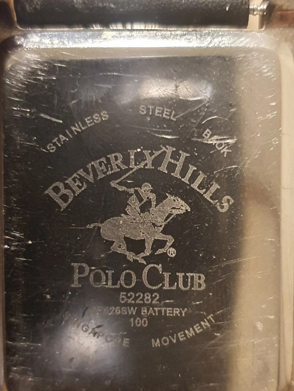 Beverly Hills Polo Club 2-Tone/Black Leather Men's Tank Watch